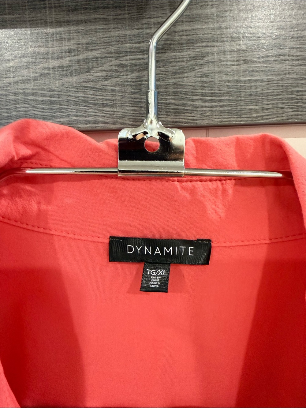 Dynamite Coral Button-Front oversized Cotton shirt - Picture 3 of 4